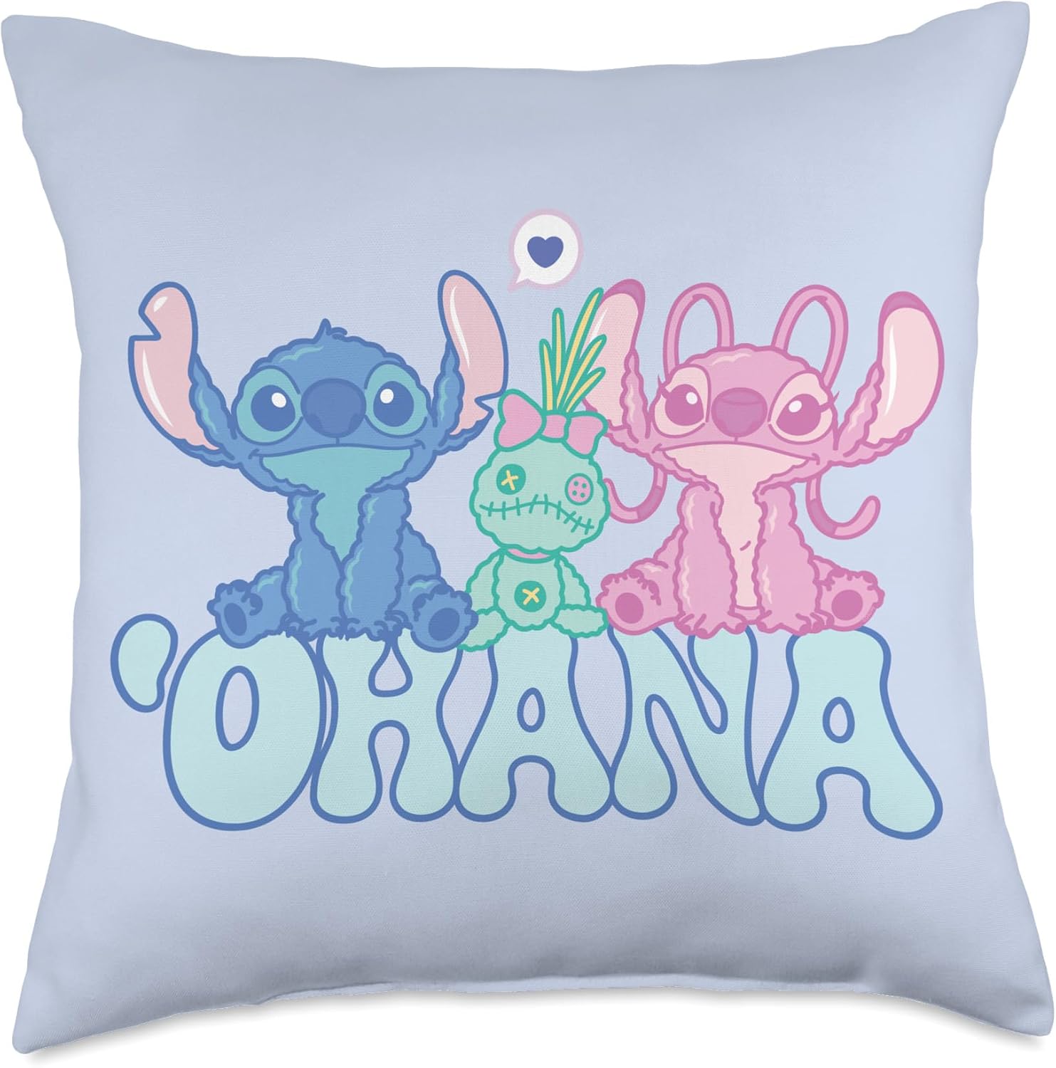Disney Stitch with Angel & Scrump Fluffy Cute 'Ohana Throw Pillow