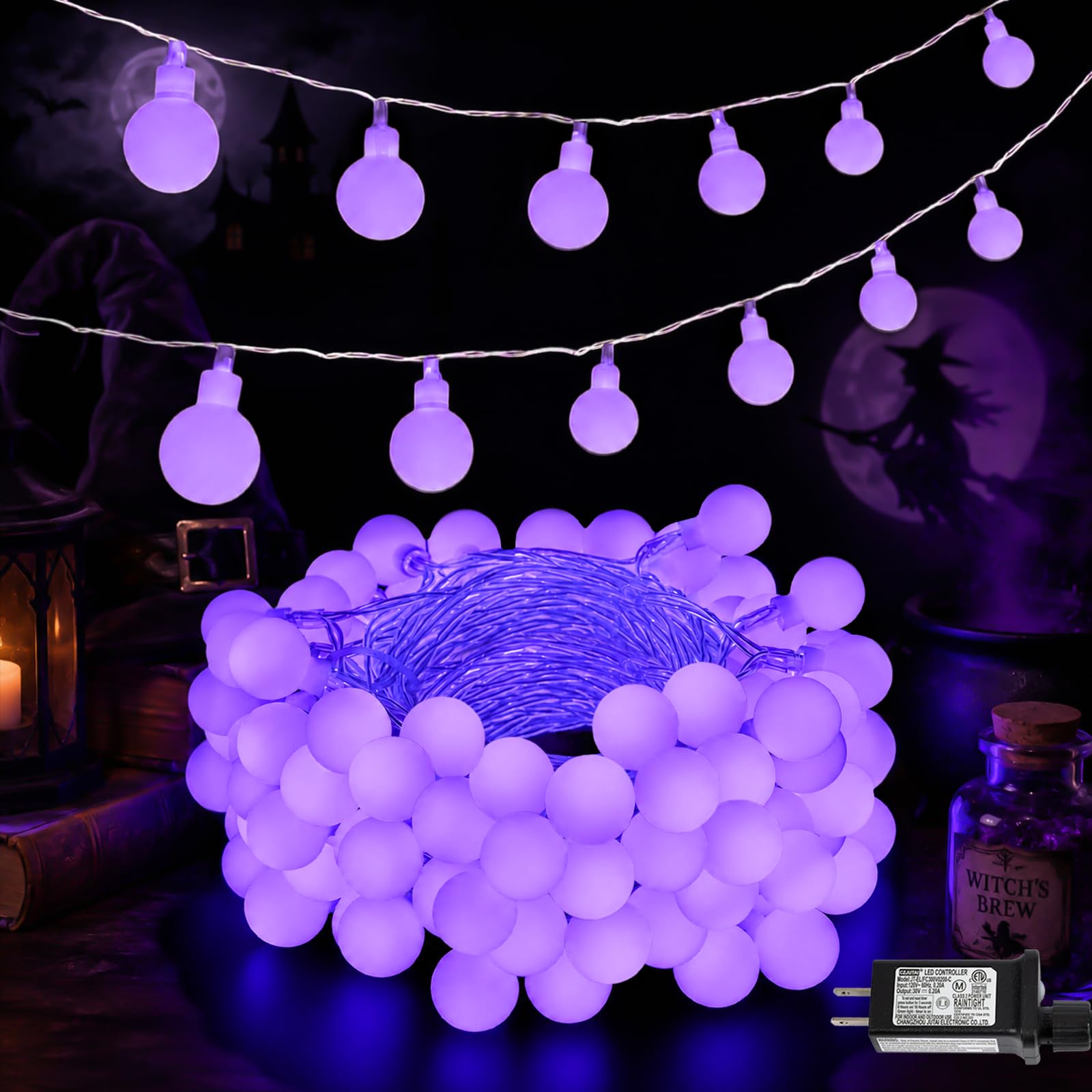 Photo 1 of YEGUO 33ft 100 LED Purple Halloween String Lights