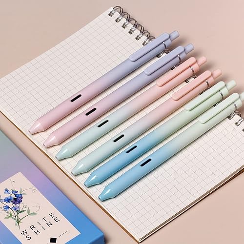 Miniatura 4 de Lindos bolígrafos para mujer de punta fina de 0.020 in, bolígrafos de tinta de gel negro, bolígrafos retráctiles silenciosos que no se corren, 6