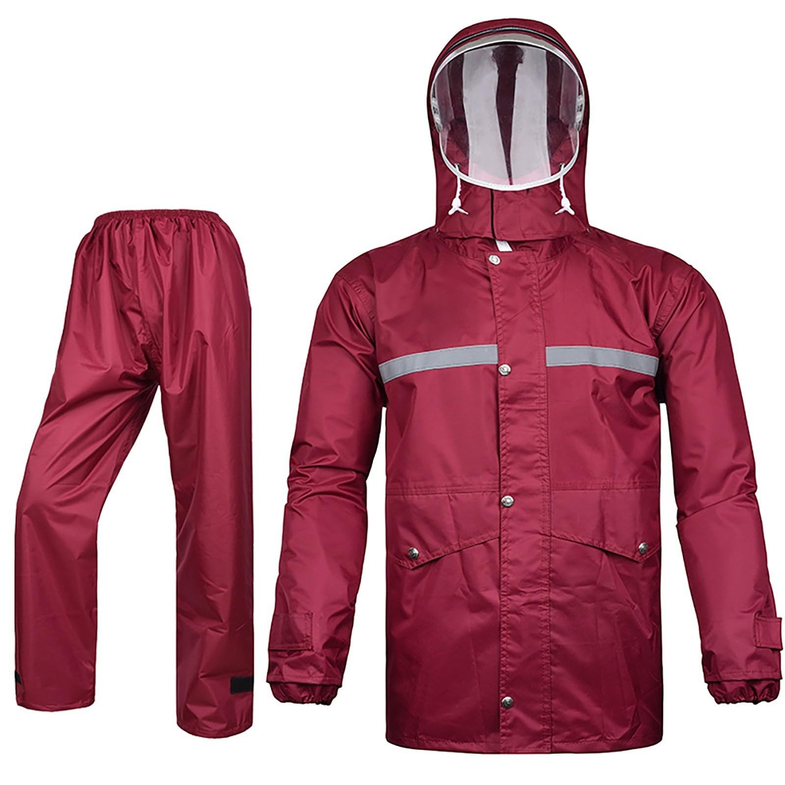 Regenanzug Herren Damen Wasserdicht 2 Teilig Reflektierend Regenjacke Regenhose Outdoor L-4XL