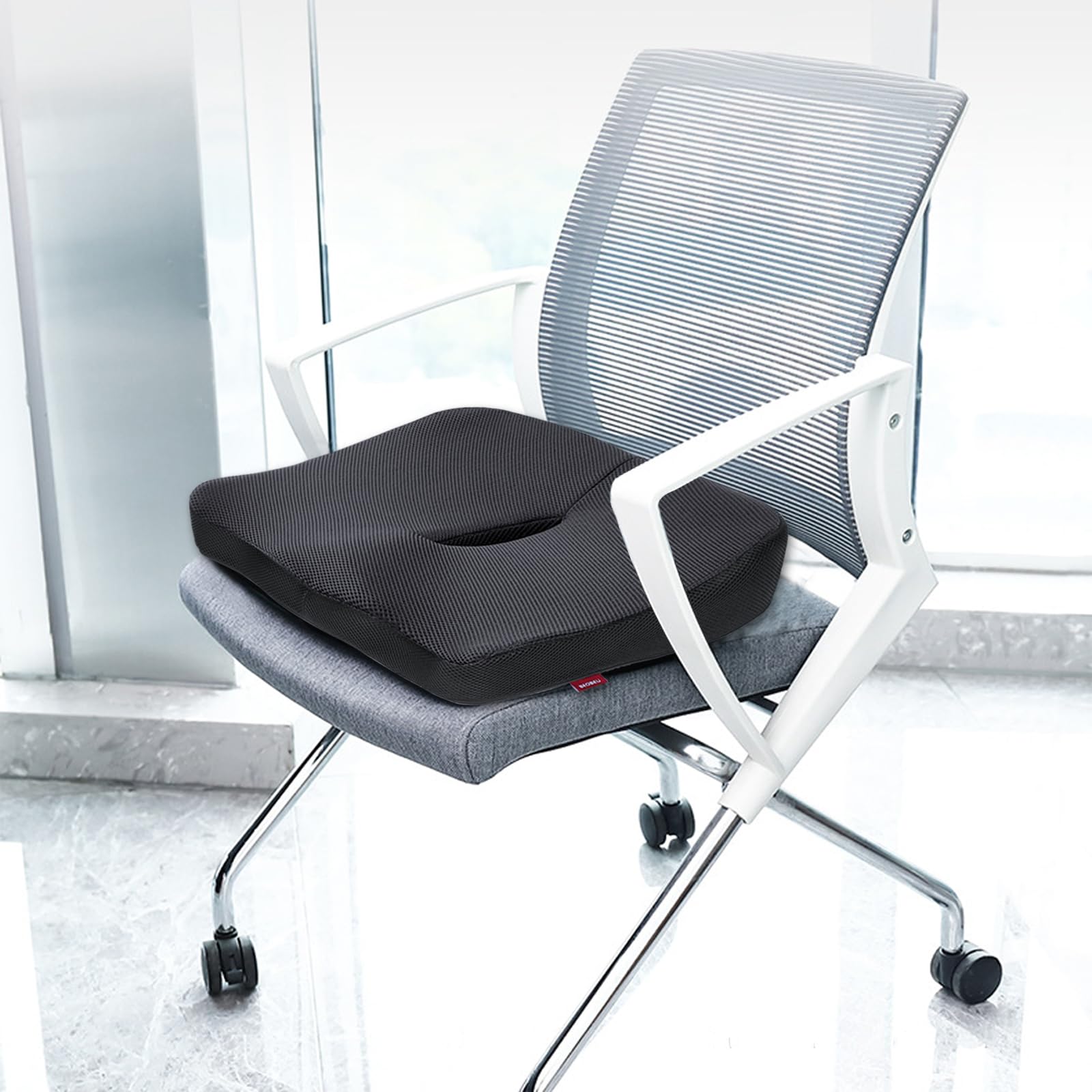 Coussin Siège Mémoire Forme Beobeu G1 - Ergonomique Coccyx - Bureau, Voiture, Fauteuil