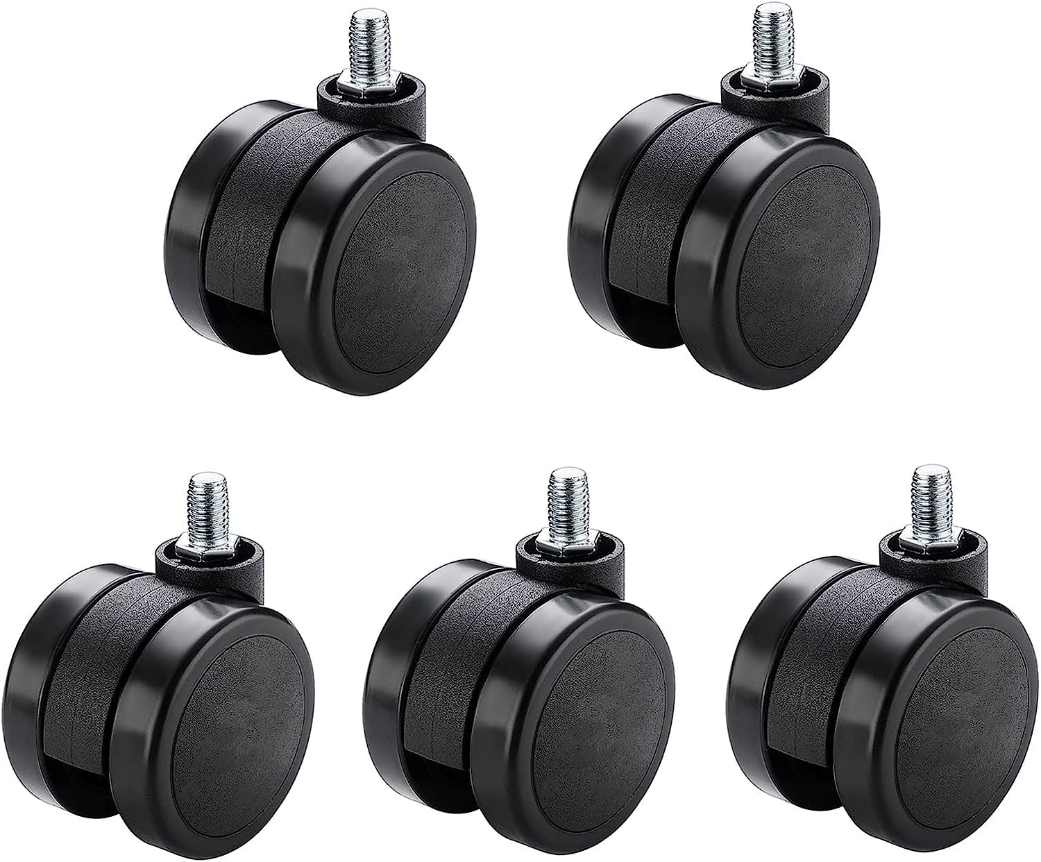 GYRAZXS Heavy Duty 60mm Swivel Caster Wheels for Office Chairs PU Replacement Casters with 11mm x 24mm Stem Floor Protecting Ideal for Furniture Mobility
