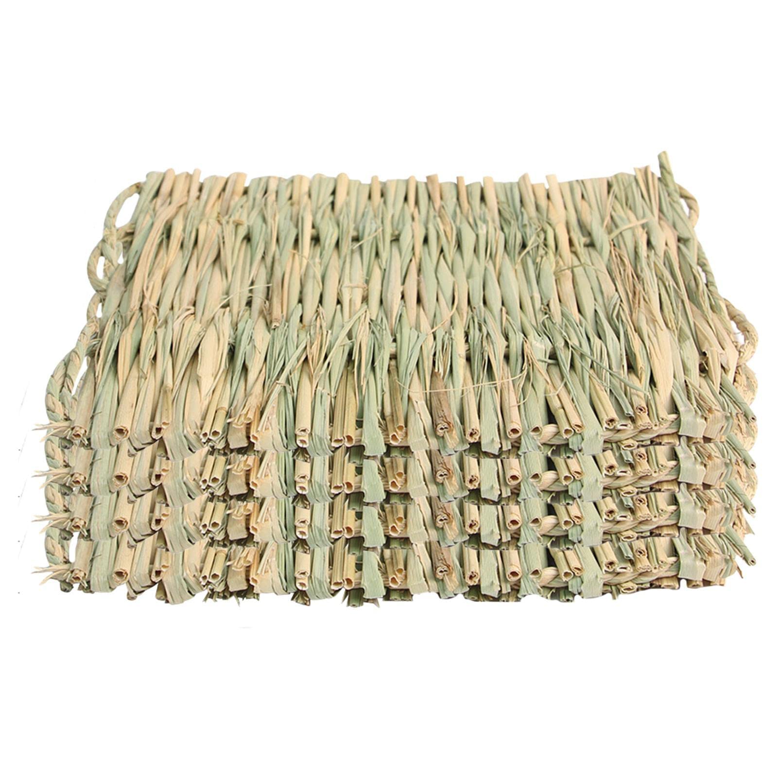 Rianpesn Grass Bed,Woven Straw Mat - Bunny Mat Bunny Grass Bed Nest Chew Toys for Hamster Chinchilla Squirrel