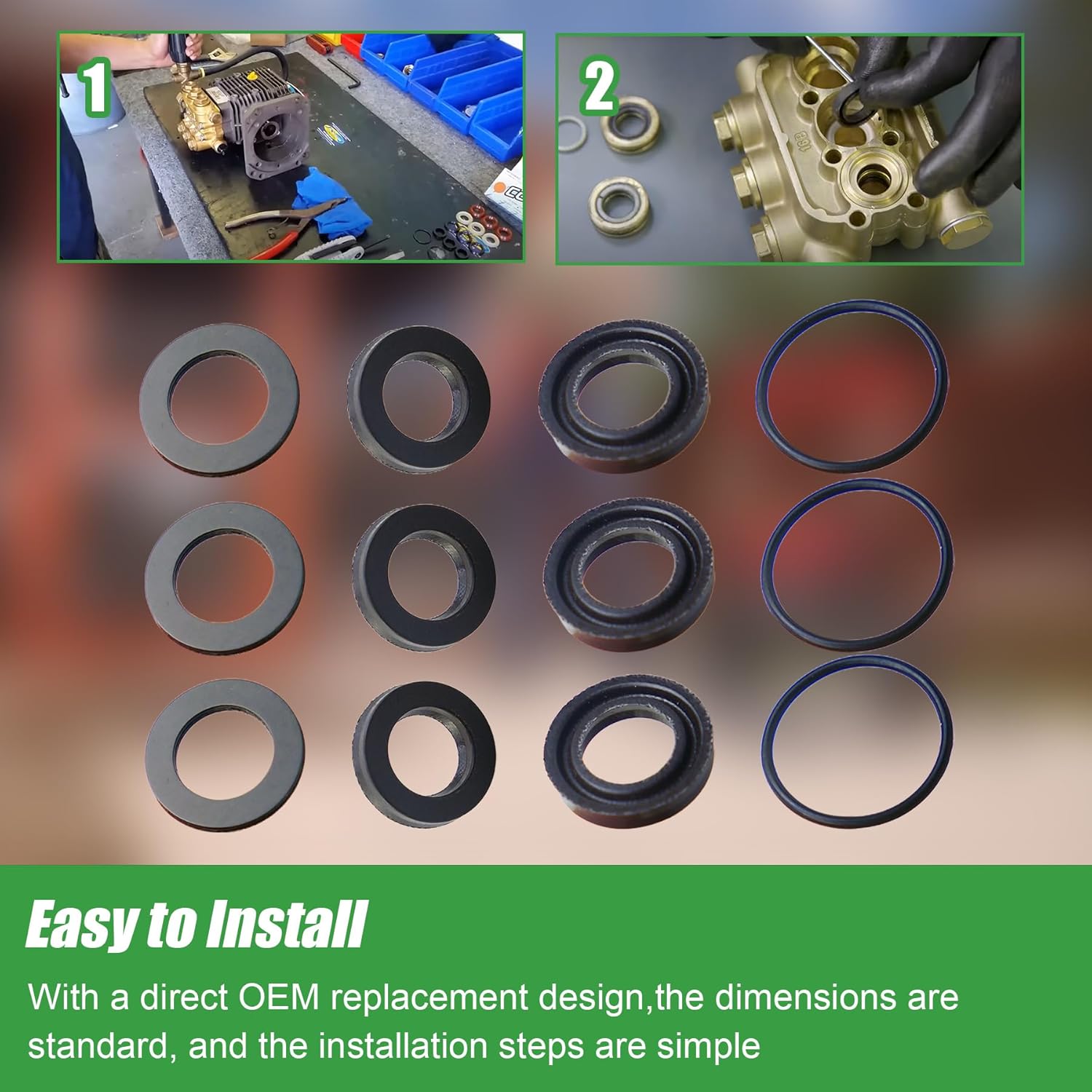 7105742 12 Pcs Low and High Pressure Cleaning Pump Seal Kit Fit for Simpson Cleaning 530001 530002 530008 530009 530016 530028 530030 90036 90037 Pressure Washer Pumps