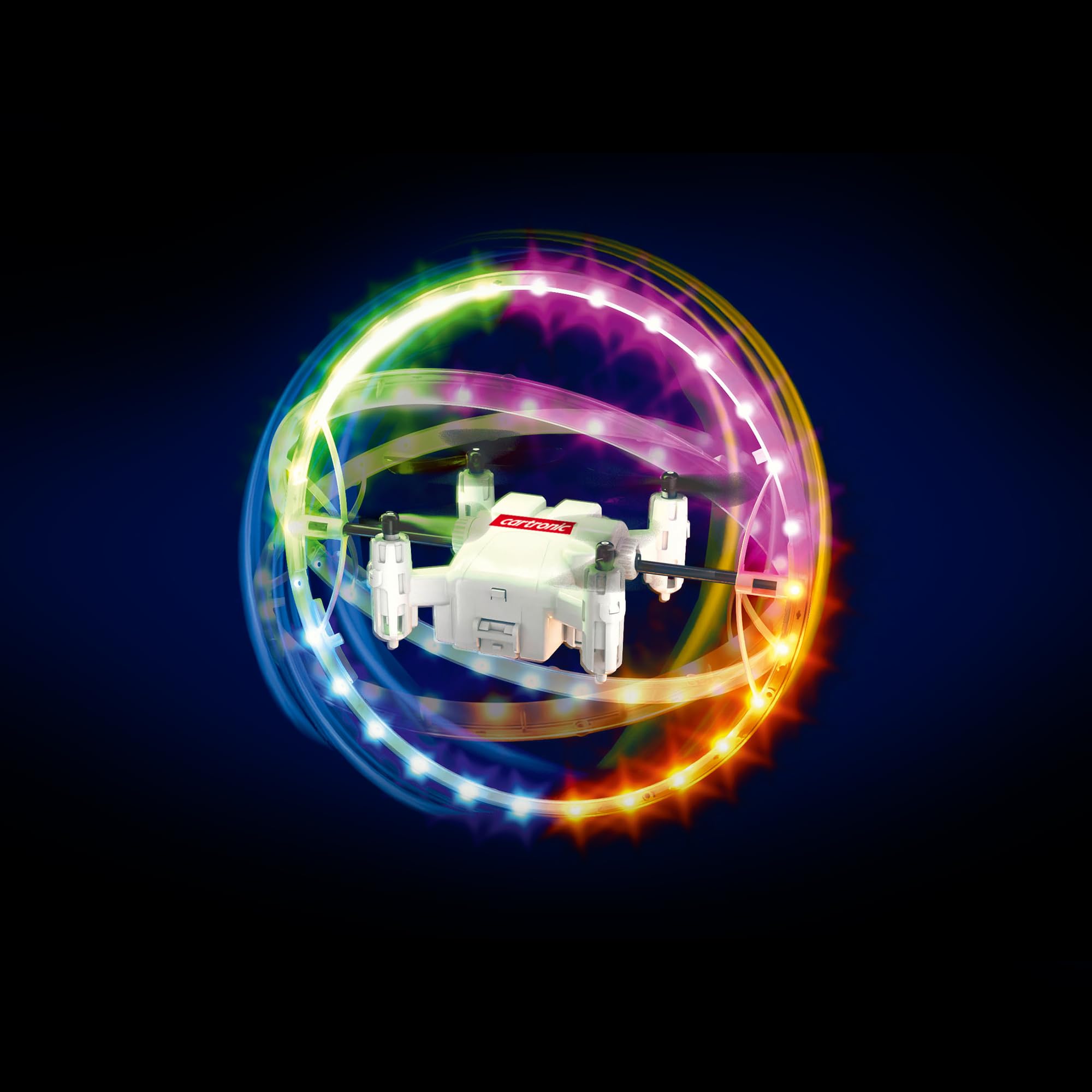 2.4 GHz Quadcopter QUASAR Lightshow, 13 x 13 x 3,3 cm I Ferngesteuerte Drohne mit rotierendem Lichtring I Drohne für Anfänger geeignet I Ab 14 Jahre