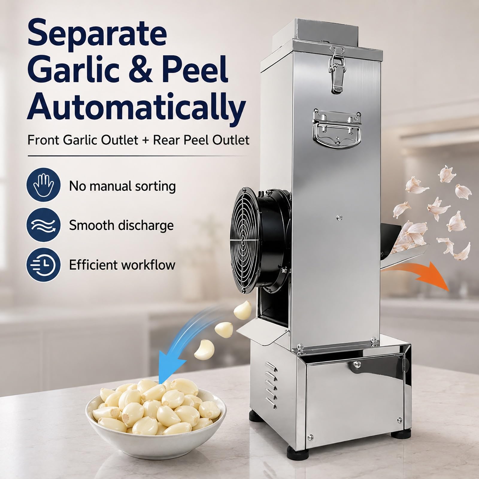 Machine à éplucher l'ail électrique inox professionnelle
