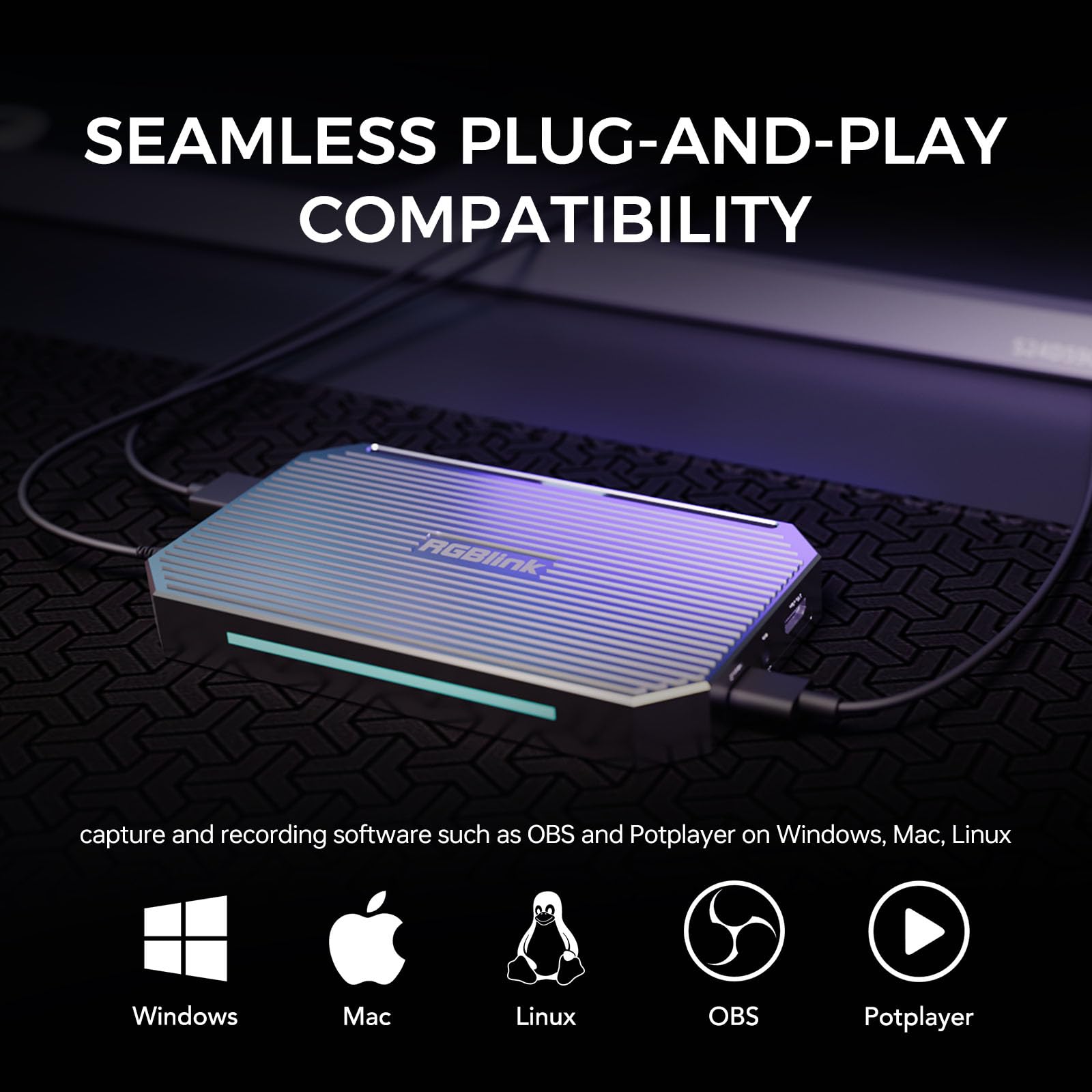 Game Capture Card 4K60 HDMI 2.0 & USB 3.1 Capture vidéo pour streaming et enregistrement sur PS5, Xbox, PC - Faible latence - Carte de capture audio vidéo pour OBS Twitch, appareil de capture de jeu
