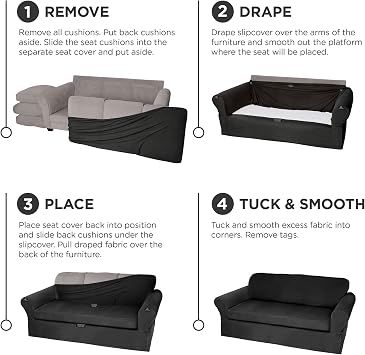 MAYTEX Pixel 2 Piece, Black Chair Slipcover