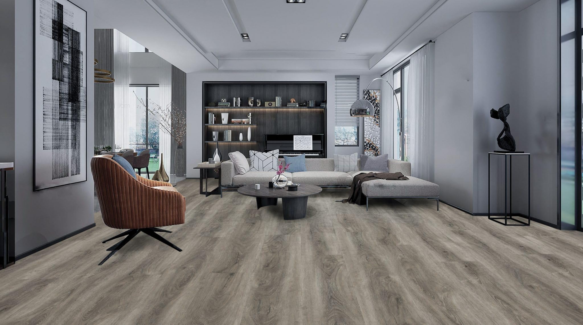PARQUETCOLLECTION - Pavimento SPC 7mm LUXURY H02004 "Limone" - Incastro Uniclic - AC5/Kl.41 - Strato usura 0,55mm - Tappetino Integrato - Impermeabile - Ideale Bagno e Cucina - [1 box - 2,635m²]