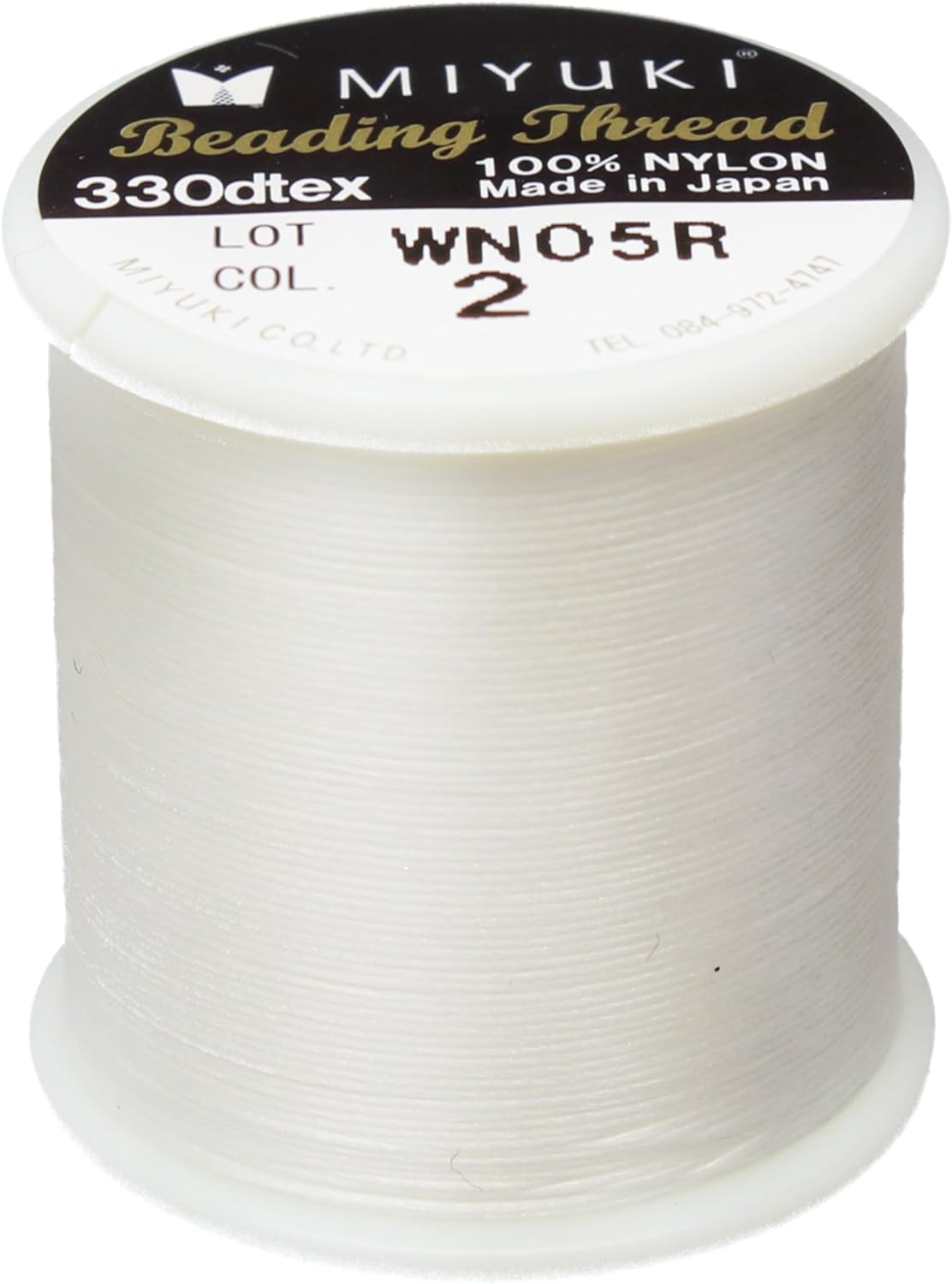 Miyuki Beading Thread – Pre-Waxed Nylon String for Stringing Projects, 500 Meter/545 Yard Spool, Eggshell Color, .2mm Diameter, Made in Japan