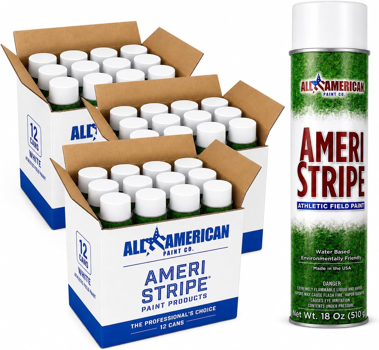 White Athletic Field Marking Spray Paint - 3 Case Pack (36 Cans) 18 oz of Paint per Can