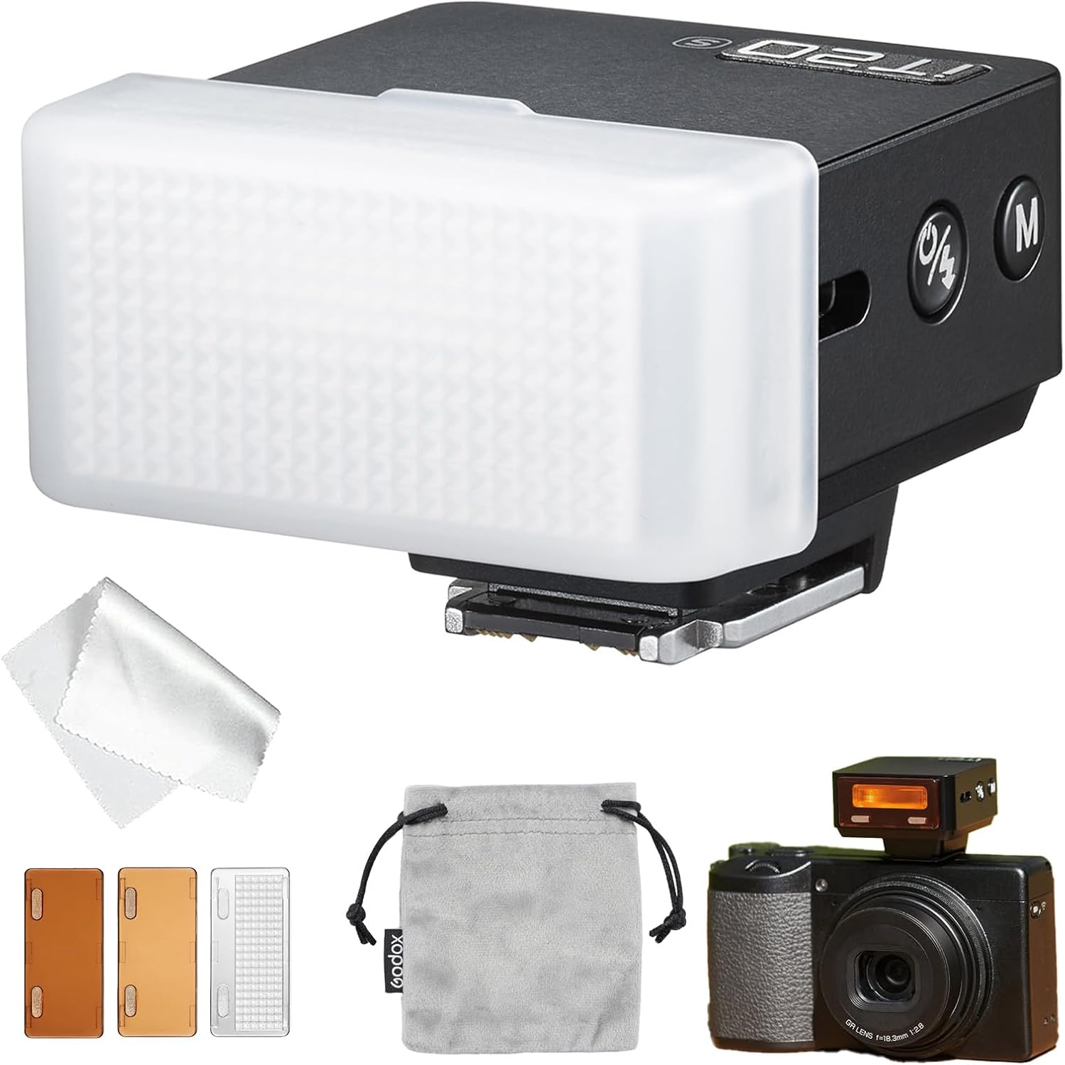 Godox IT20 R IT20R for Ricoh GR III, IIIX, IIIX HDF, GODOX IT20 Mini TTL Flash with IT20DF Diffuser for Ricoh GR3, 3X, 3X HDF, 700+ Pops, 1.5S Recycling, USB-C Charging, Magnetic Color Filter