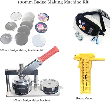 Badge Making Kit, 100Mm Button Maker,Personalized Badge Machine with 100Pcs Consumables Set,Magnet Maker, Badge Maker