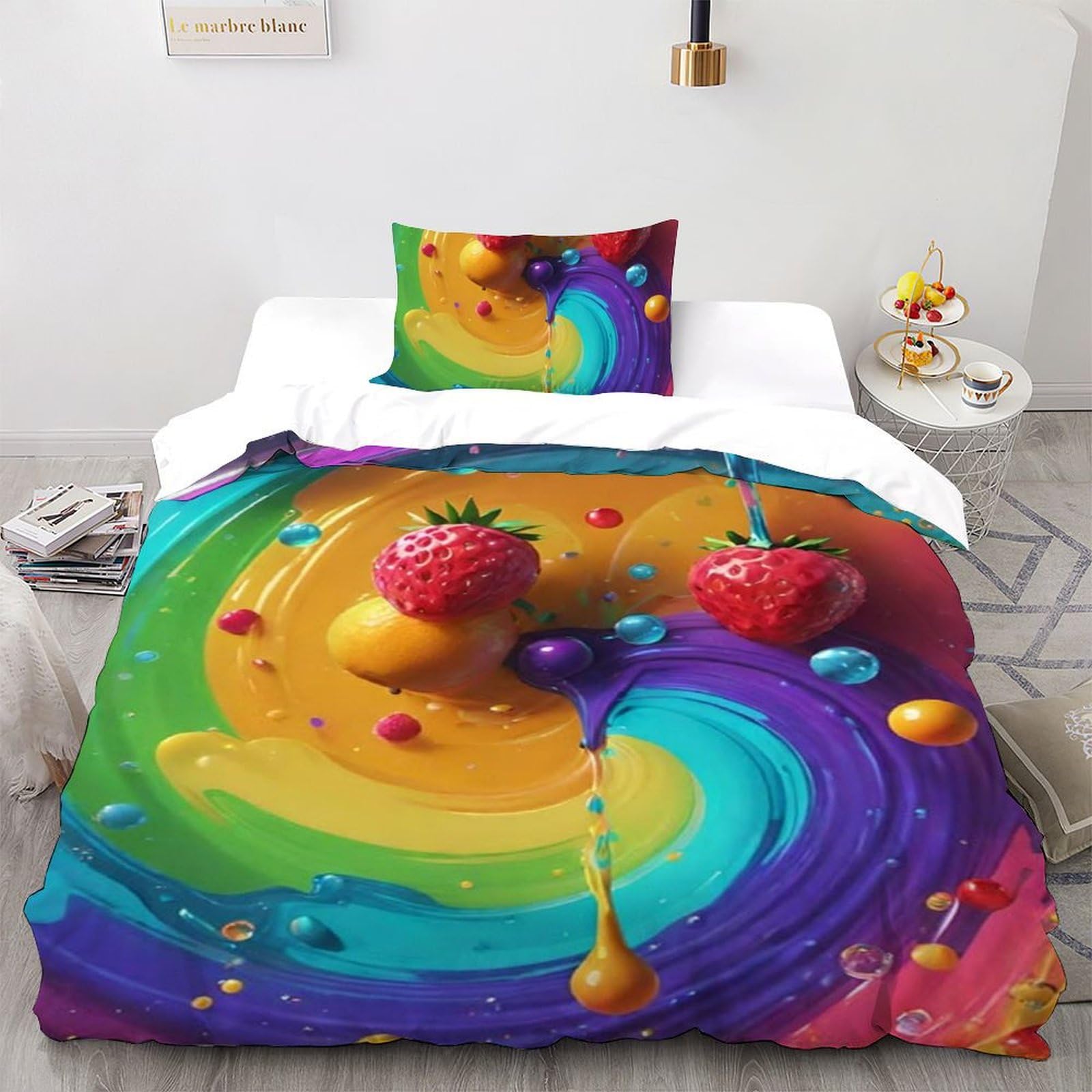 Housse de couette 135x200cm fermeture éclair en microfibre imprimé 3D