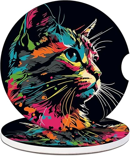 Portavasos para automóvil, posavasos de cerámica absorbente para gatos, posavasos de cerámica absorbente para bebidas, accesorios interiores de