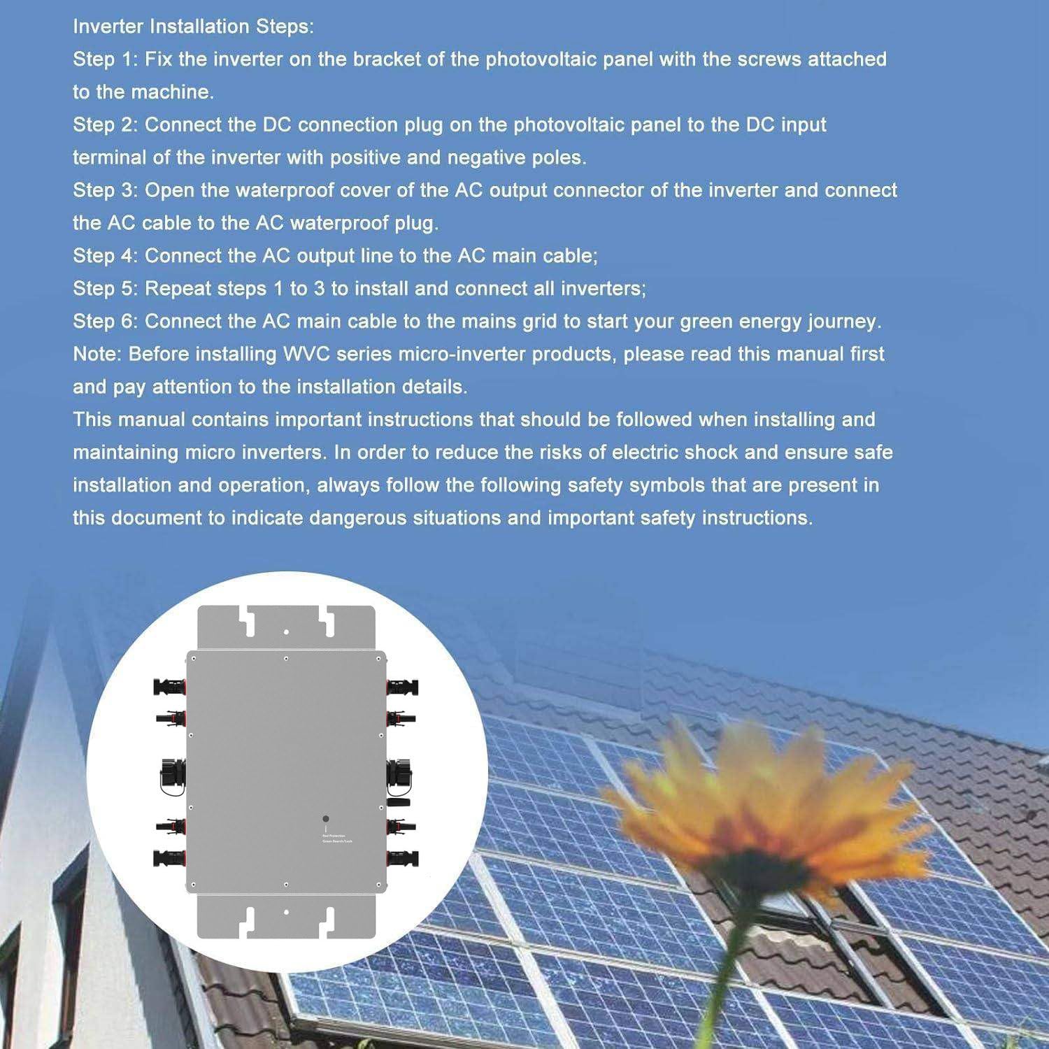 Micro-onduleur Solaire, onduleur Solaire 1600 W, étanche IP65, Identification Automatique de la Tension CA, en Alliage d'aluminium, pour énergie Solaire multifonctionnelle