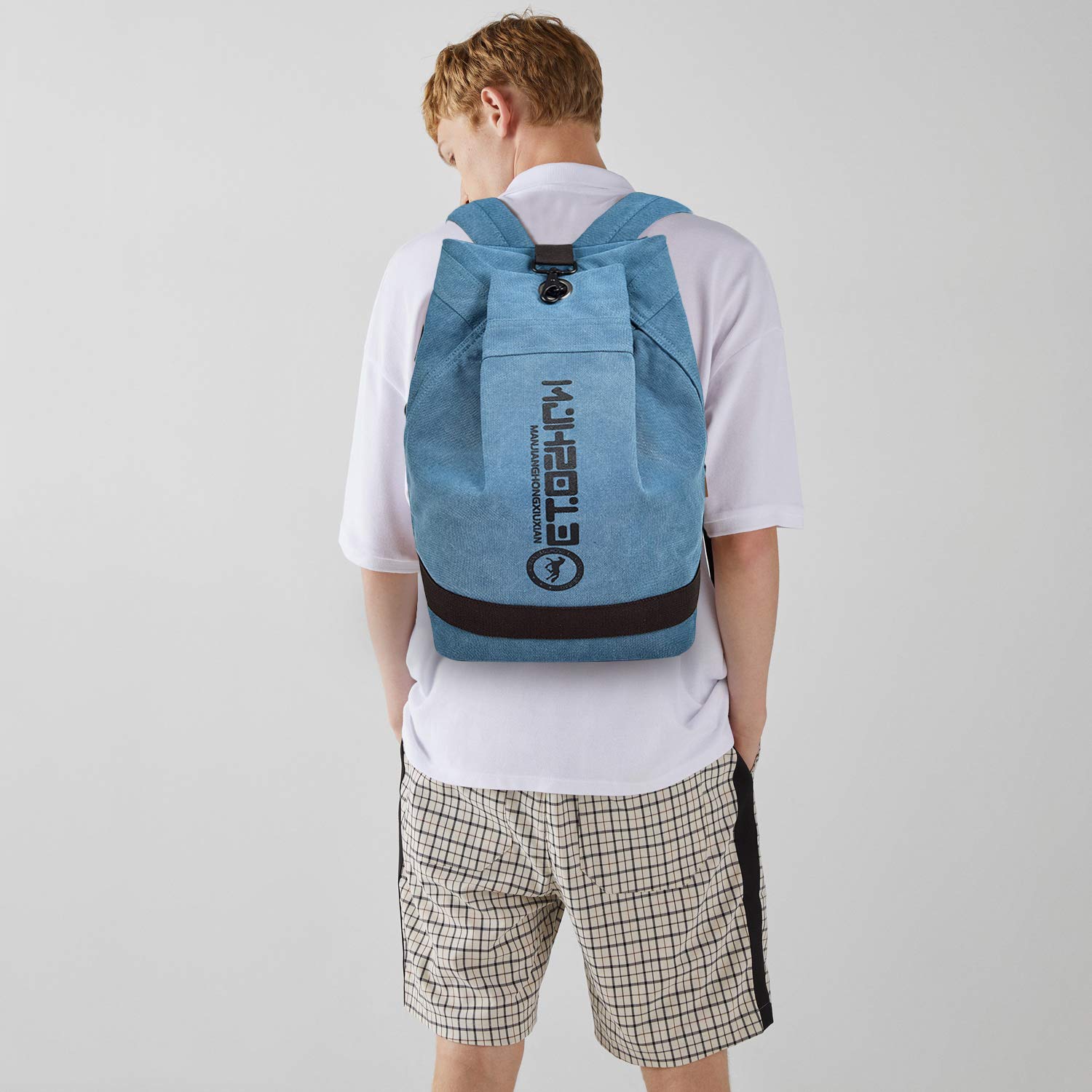 FANDARE Retro Rucksäcke Laptop Schulrucksack Leinwand Schultasche Mädchen Schulranzen Reise Tagesrucksack Teenager Daypacks für Herren Damen Uni Büro Alltag Freizeit Campus Wandern Dauerhaft Blau