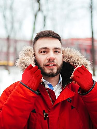 Miniatura 2 de SATINIOR 3 pares de guantes sin dedos para mujer, guantes de punto de medio dedo para mujeres y hombres