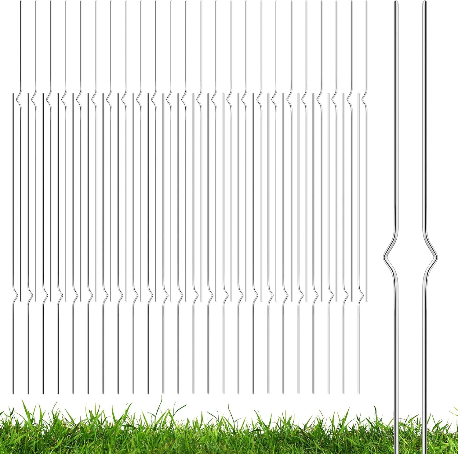 Therwen 50 Pcs 24'' Tall Steel Metal Yard Sign Stakes Halloween Metal Wire Stakes Heavy Duty Plastic Corrugated Signs Stainless Steel Wire Holder Plastic Alternative to H Frame for Garden Yard Lawn