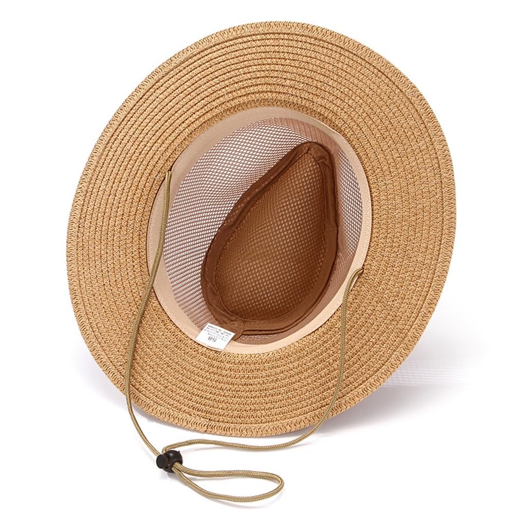 Cappello di Paglia Estivo da Uomo Cappello a Bombetta Casual da Uomo con Cappello Estivo in Paglia (Color : Khaki, Size : M)