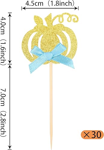 Miniatura 2 de 1 paquete de decoración para tartas con purpurina con temática de otoño, revelación de género, selección de pastel de calabaza, decoración de pastel