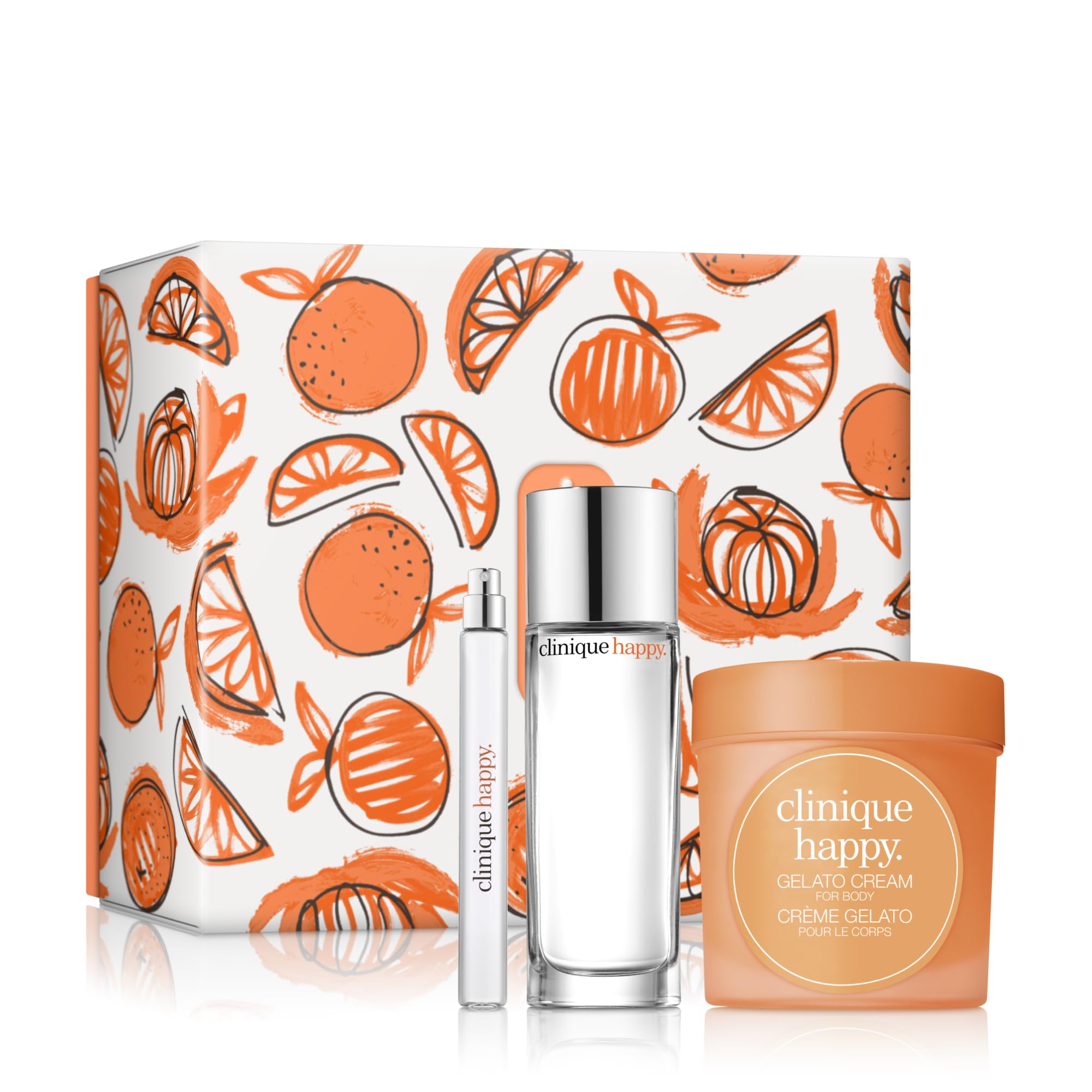 Clinique Happy Treats Fragrance Set| Set Includes Happy Eau de Parfum, Happy Gelato For Body & Travel Size Happy Eau De Parfum