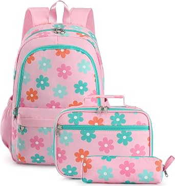 Backpack for Girls, Kids Backpack Set with Lunch Box & Pencil Bag