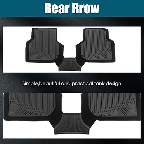 Miniatura 3 de UNSTECH Alfombrillas de goma para todo tipo de clima para Jetta 2012-2018, juego completo de alfombrillas de primera y 2da filas, cobertura máxima,