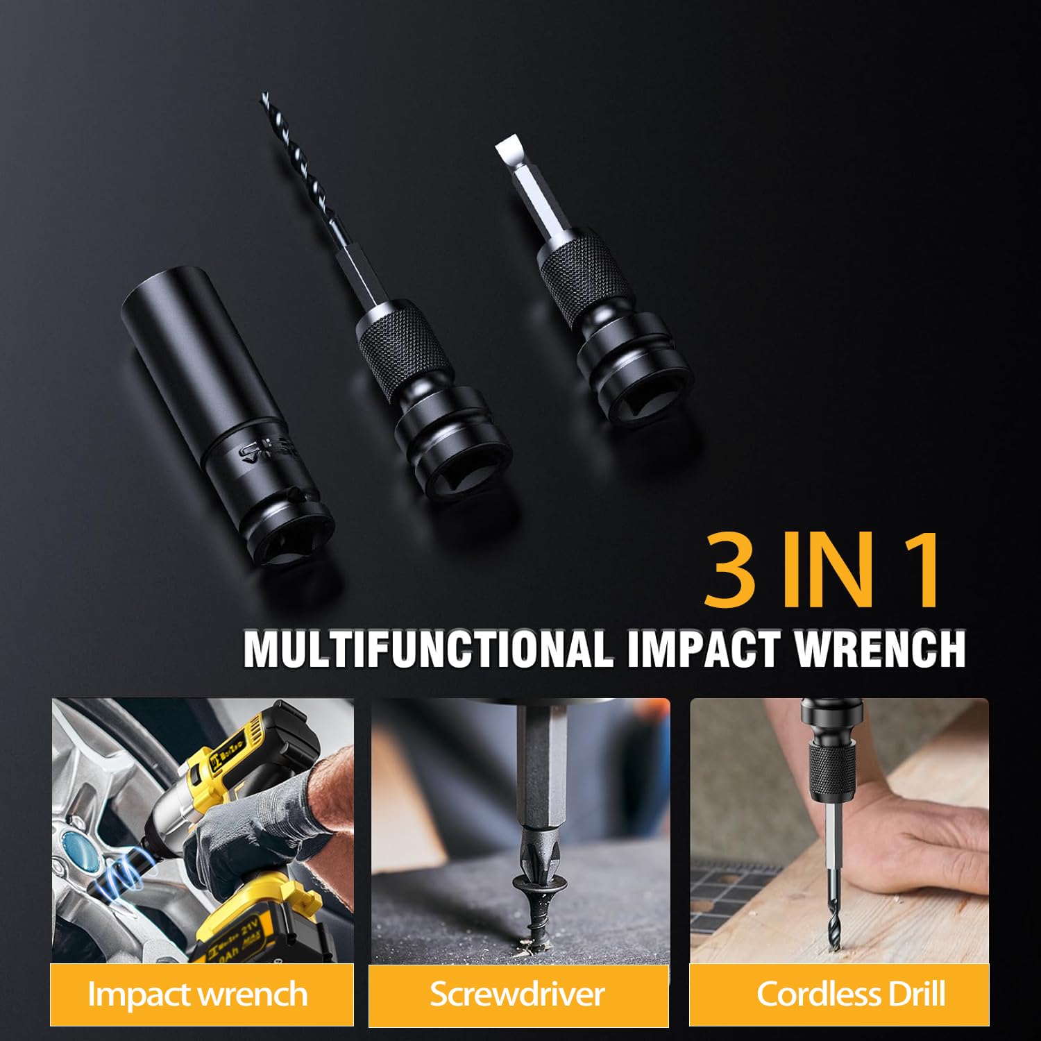 Avvitatore a percussione senza fili da 1,3 cm, 800 nm, avvitatore a percussione senza spazzole, 3000 giri/min, 2 batterie da 4,0, 5 prese, 8 trapani, 6 viti per casa, auto, pneumatici, camion