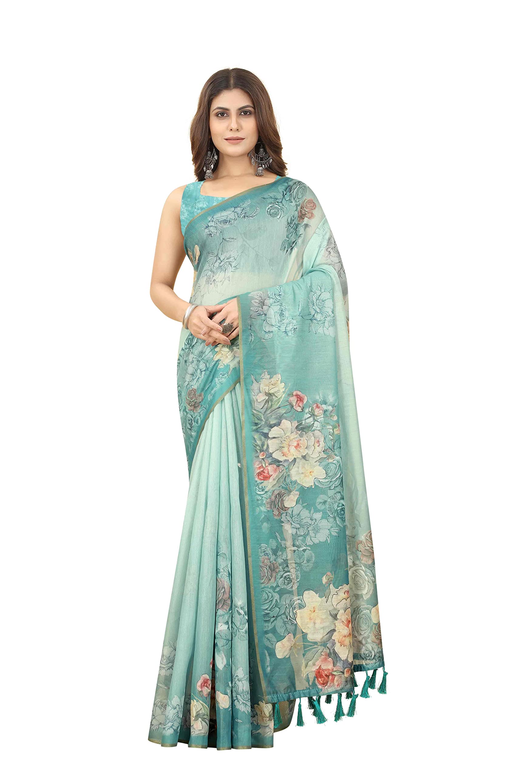 Women's Chanderi Tissue Silk Saree With Unstiched Blouse Piece (Sz-W-Air-1528, blue)-image-42