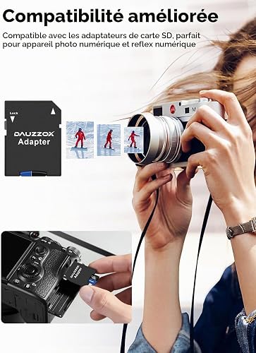 10 Pack 64GB Micro SD Card, DAUZZOX MicroSDXC Full HD Memory Card External TF Card with A1 U3 C10 UHS-I, High Speed 85MB/s, for Smartphone, Dash Cam, Camera, Monitor, with Adapter - 8