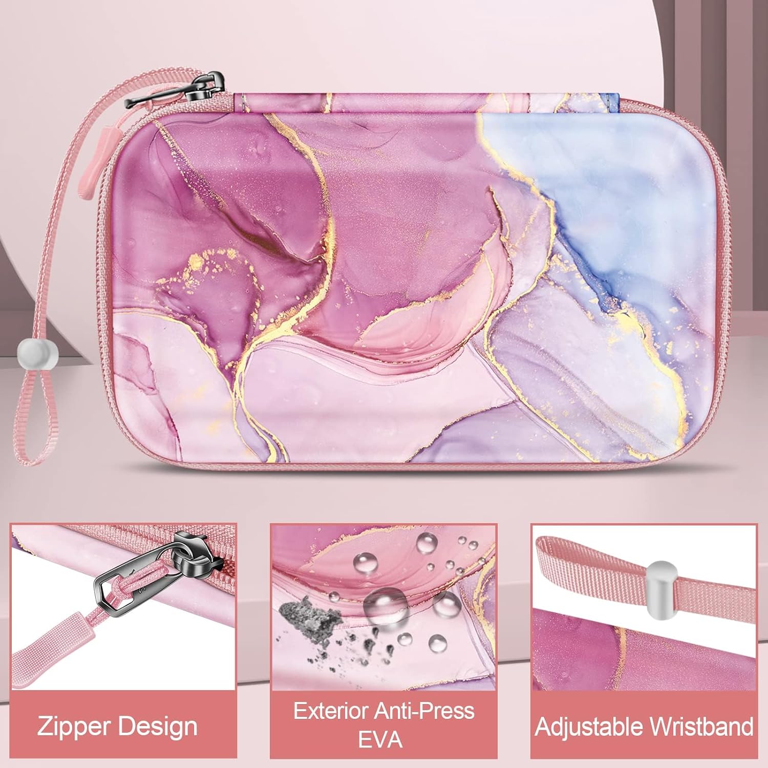 Fintie Carrying Case for Nintendo New 2DS XL LL/New 3DS / 2DS / 3DS XL LL, Protective Hard Shell Portable Travel Cover Pouch with Game Card Slots & Inner Pocket, Dreamy Marble - Image 3