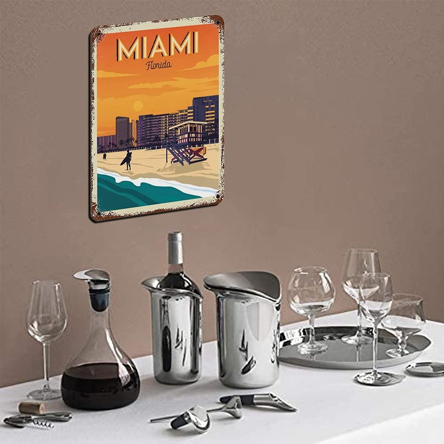 Metallschild Malediven Strand - Dekoratives Blechbild Mit Pier & Palmen Für Küche, Büro Oder Garage