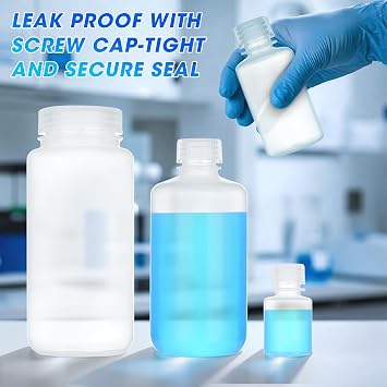 1oz/30ml Plastic Sample Bottles with caps, Wide Mouth Reagent Bottle with Lids Leak Proof Containers Water Sample Bottles for Laboratories, Travel(10Pcs)