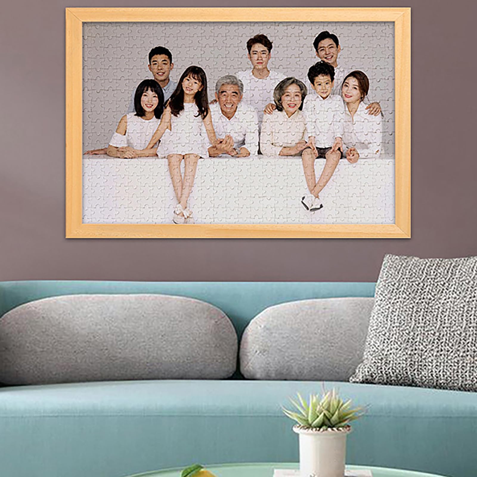 Rompecabezas de fotos personalizado de 1000 piezas de madera de tilo de 2 mm con marco de madera maciza con letras en la parte trasera para boda familiar, regalos únicos para papá, mamá, amigos y