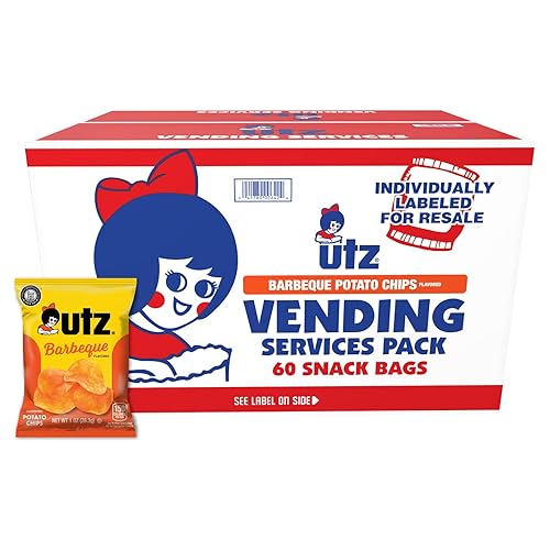 Utz Papas fritas para barbacoa, 1 onza (paquete de 60), papas fritas crujientes hechas de papas frescas, aperitivos individuales crujientes para