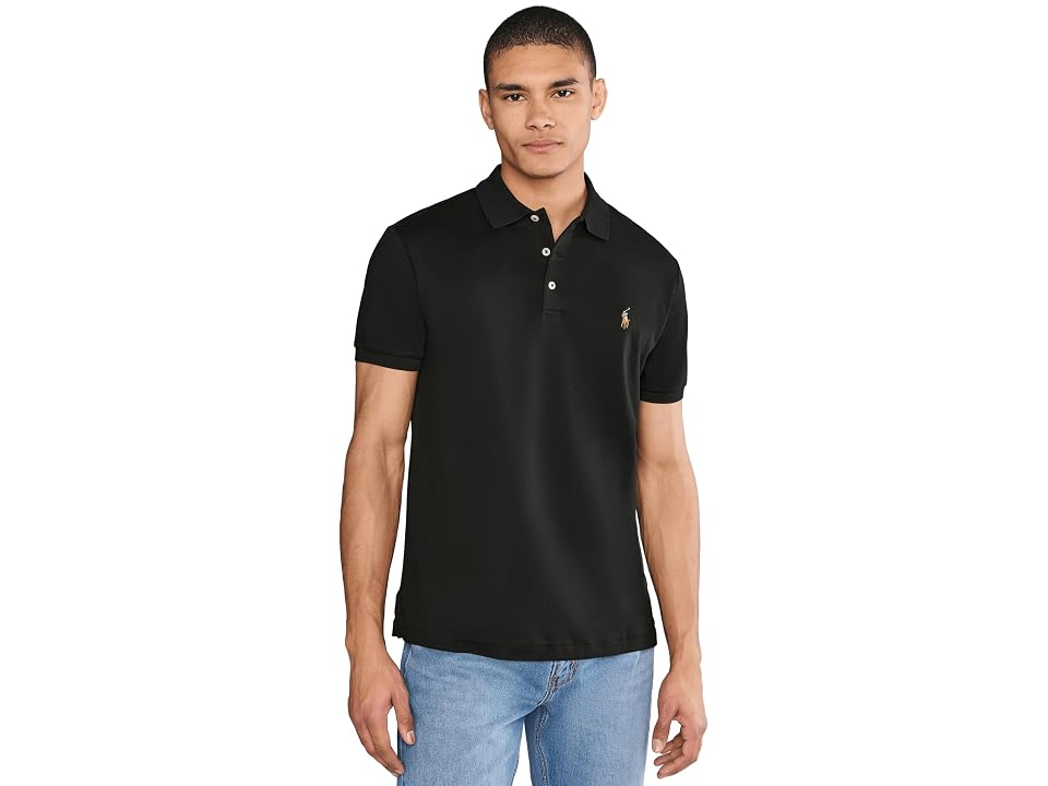 Polo Ralph Lauren Custom Slim Fit Soft Cotton Polo Shirt Men's Clothing Polo Black : 2XL