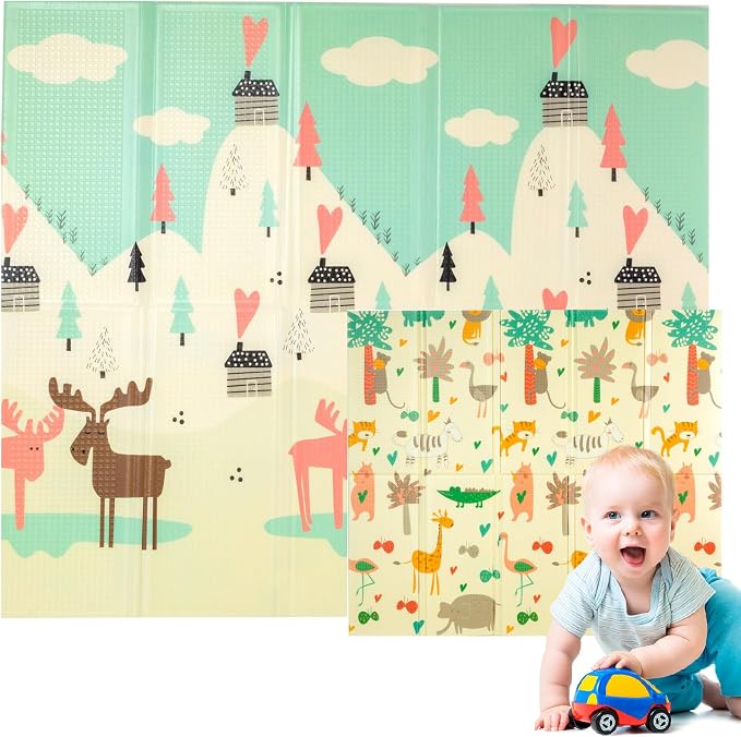 Edibaby, Alfombra Bebé Acolchada Plegable, Diseño Infantil, Colchoneta de Juegos para Suelo, Reversible, XPE, Tapete Baby Play Mat (Love | 200x180 | 1.5 cm)