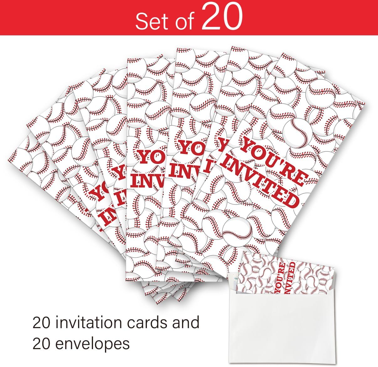 LyoGao 20 Pack Baseball Birthday Party Ticket Invitations With Envelopes Sports Baseball Ticket Style Invitation Fill in Invites Card Invite image 3
