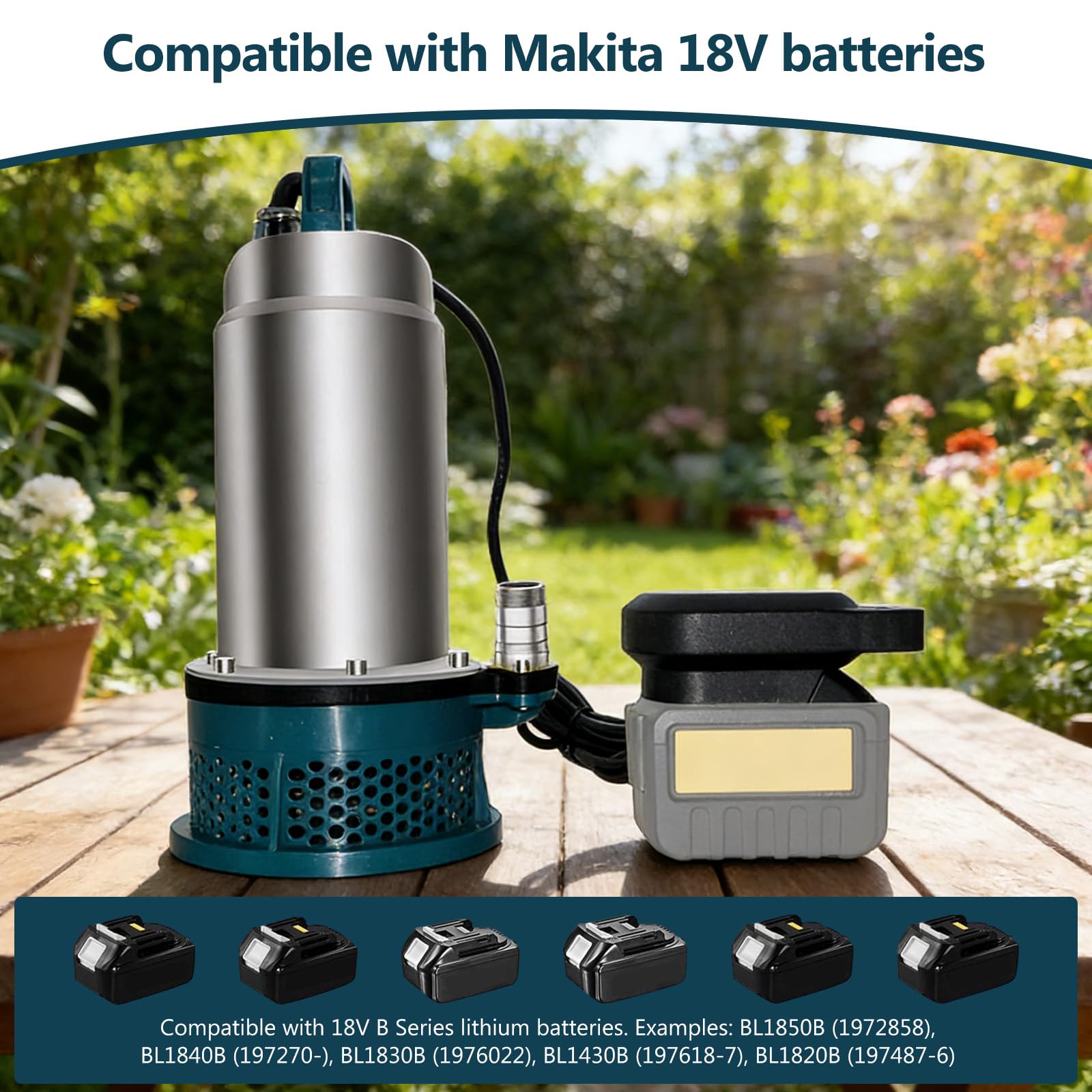 Pompa głębinowa do akumulatora Makita 18 V (bez baterii), akumulator 5000 l/h, pompa wodna z wężem 10 m, kablem połączeniowym 5 m, pompa głębinowa do basenu, łóżek wodnych, basenów