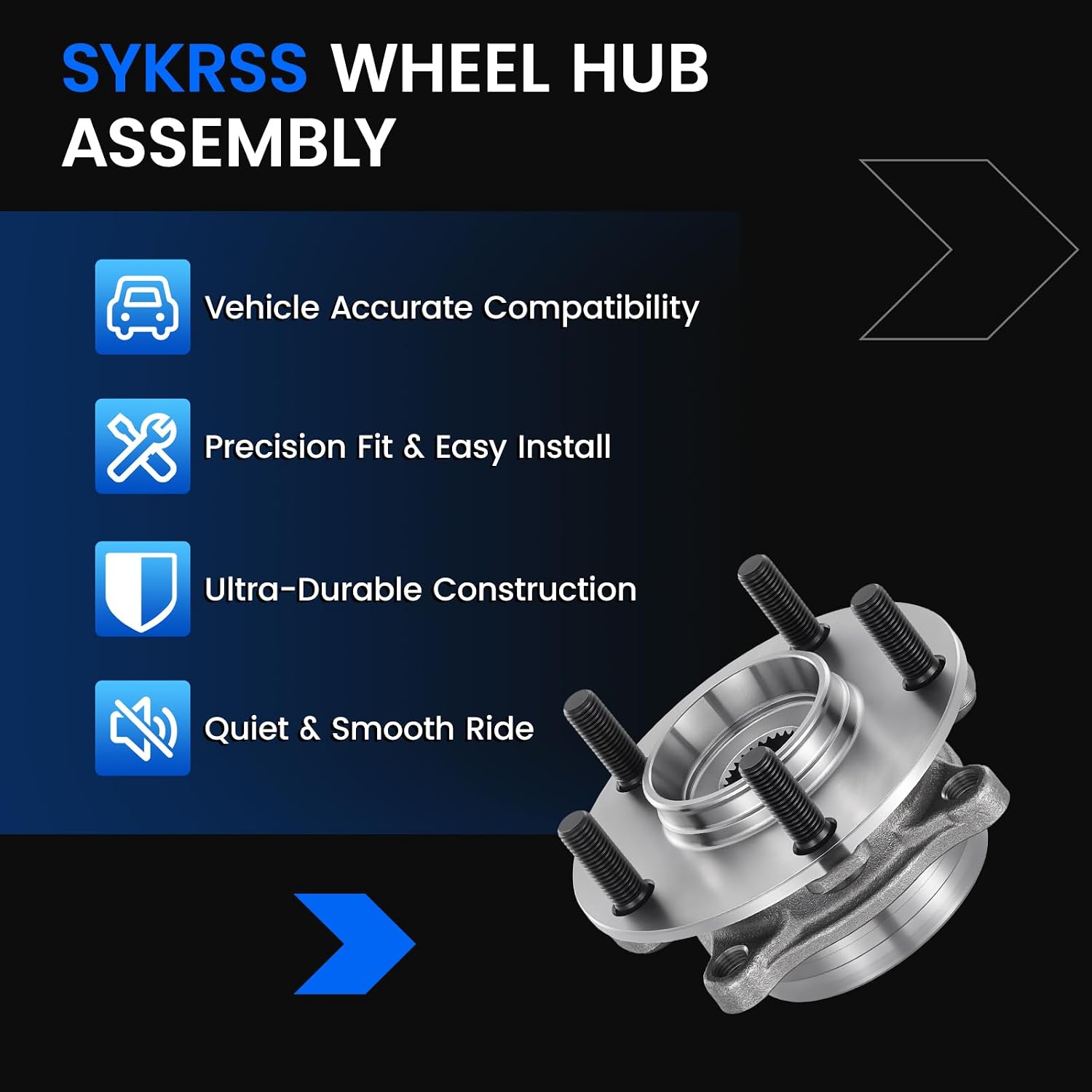 513300 Front Wheel Bearing and Hub Assembly Compatible with Mitsubishi Lancer 2008-2015 2.0L L4, 2013-2015 2.4L L4 Gas, Fits for AWD Models, 1PCS