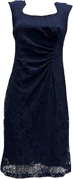 Sleevless lace Knee Length Dress (US, Numeric, 6, Regular, Short, Navy  Blue) : Clothing, Shoes & Jewelry - Amazon.com