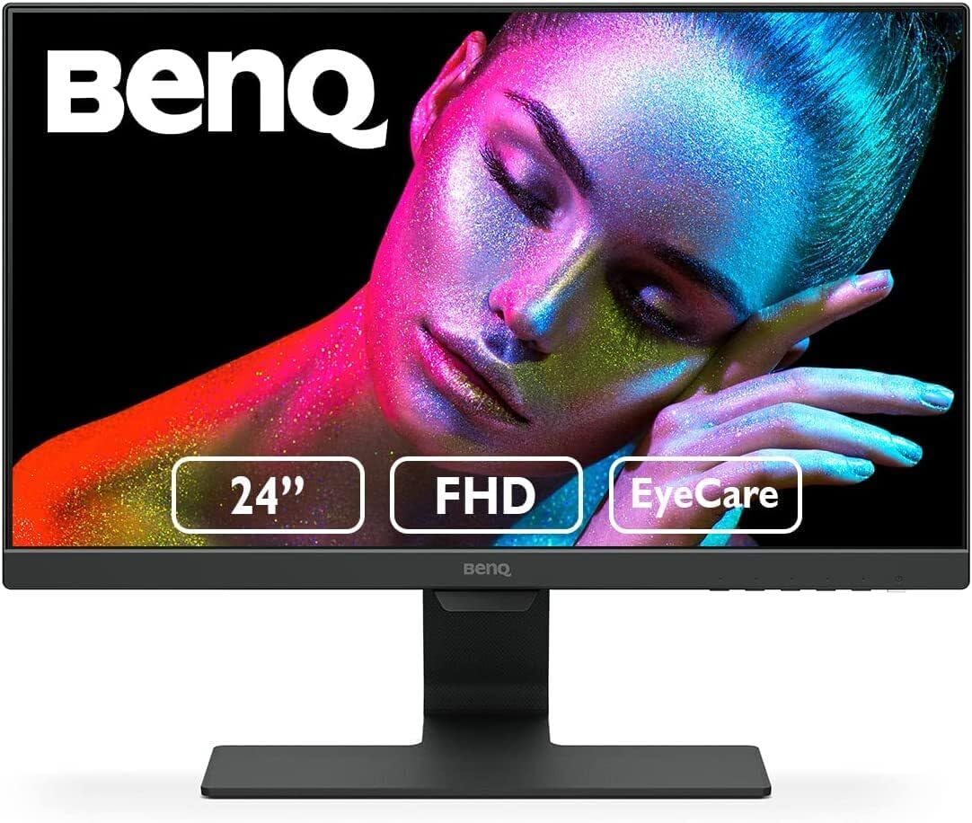 BenQ GW2480 Computer Monitor 24" FHD 1920x1080p | IPS | Eye-Care Tech | Low Blue Light | Anti-Glare | Adaptive Brightness | Tilt Screen | Built-in Speakers | DisplayPort | HDMI | VGA,Black