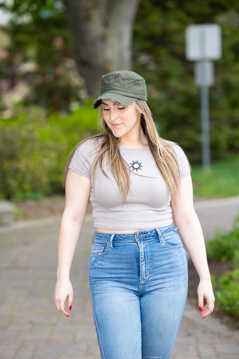 Funky Junque Distressed Military Hat – Newsboy Hats for Women, Short Brim Army Baseball Cap, Womens Cadet Hat Trendy Style - Image 5