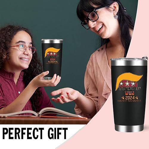 Miniatura 2 de tump won - Vaso aislado de acero inoxidable con tapa, 20 onzas, taza de café de viaje, regalos novedosos