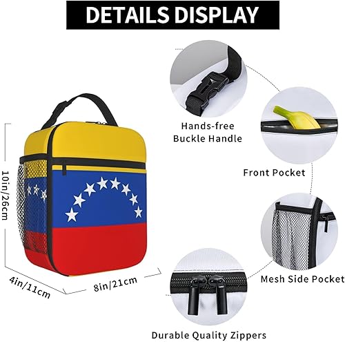 Miniatura 6 de Bolsa de comida con la bandera de Venezuela para viajes, trabajo, picnic, bolsa de almuerzo, bolsa de almuerzo reutilizable con aislamiento