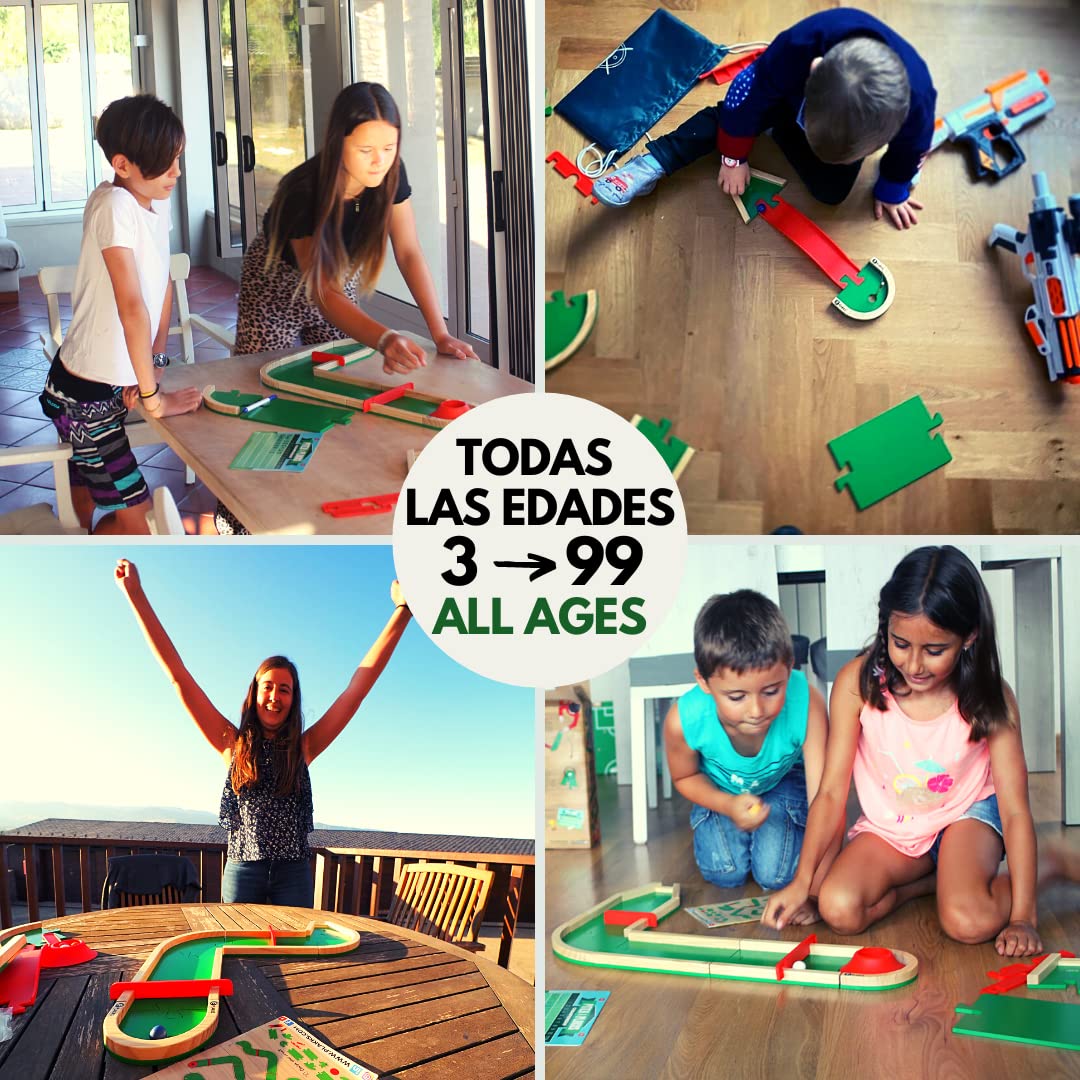 Pitch&PLAKKS | Juego de Mesa de Mini Golf | para Niños y Adultos | De 3 a 99 Años | De 1 a 10 Jugadores | De Madera | Juegos de Habilidad | Juego Creativo | para Toda la Familia