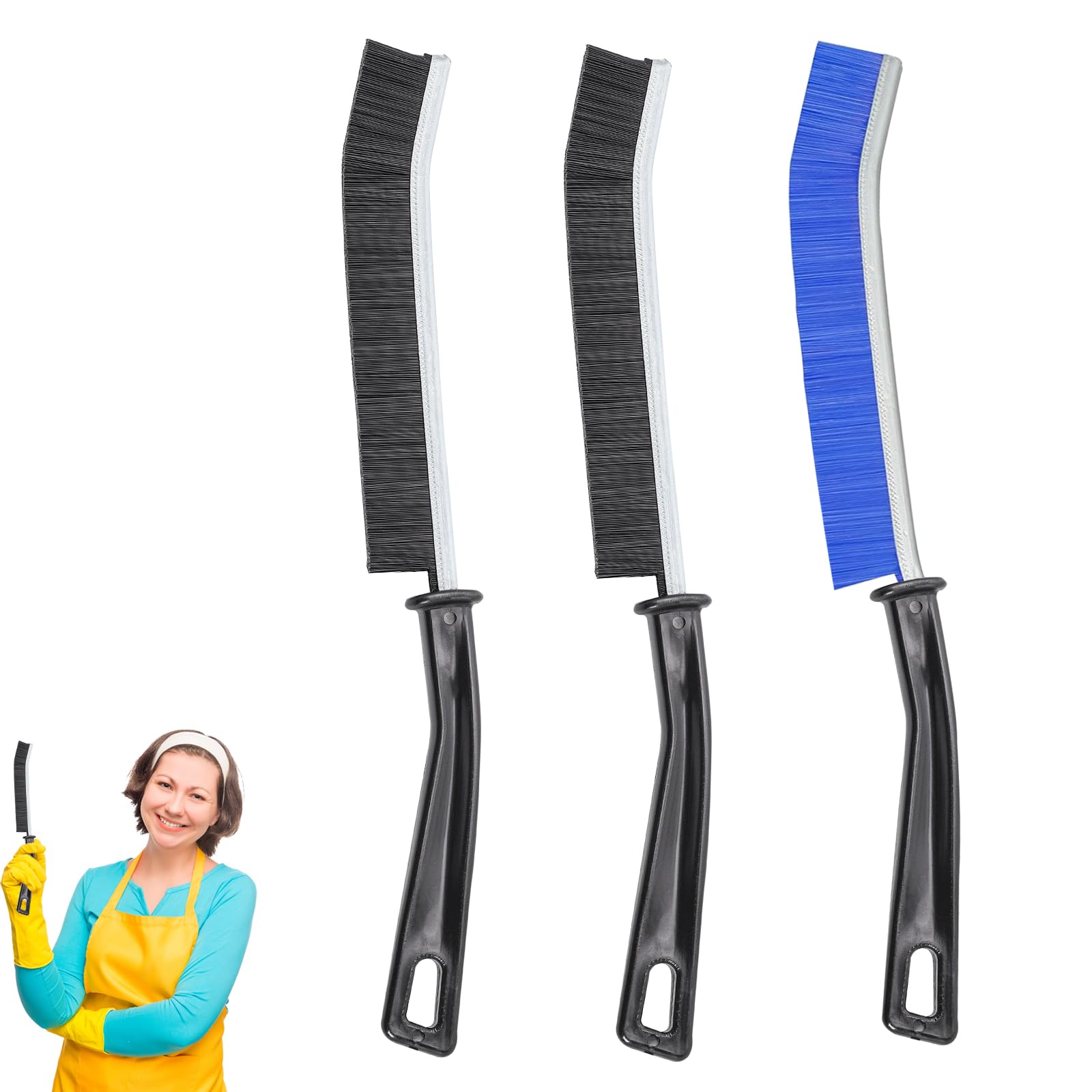 Fansto Blue 3Pcs Hard Bristle Crevice Cleaning Brush, Multifunctional Grout Cleaner Brush, Thin Gap Cleaning Brush Set, Small Cleaning Tools For Household Use, Kitchen, Bathroom, Toilet, Window Track,Tight Space