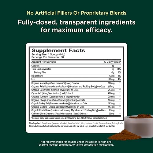 Miniatura 9 de Genius Brilliant Brew, alternativa al café sin azúcar, sustituto del café con adaptógeno nootrópico, energía natural sin nerviosismo y choque, 0