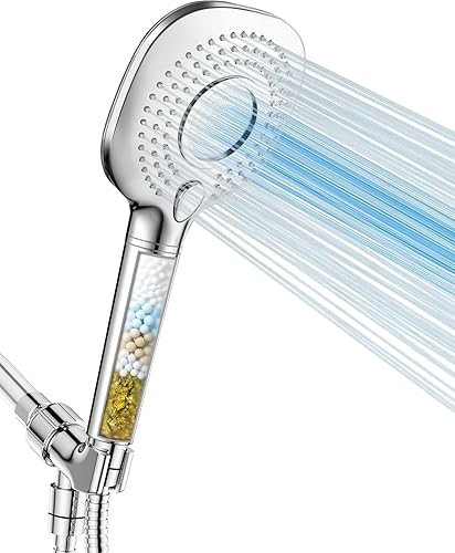Miniatura 1 de Cabezal de ducha filtrado con mano, alta presión con filtro para agua dura, cabezal de ducha con filtro KDF mejorado con manguera y soporte